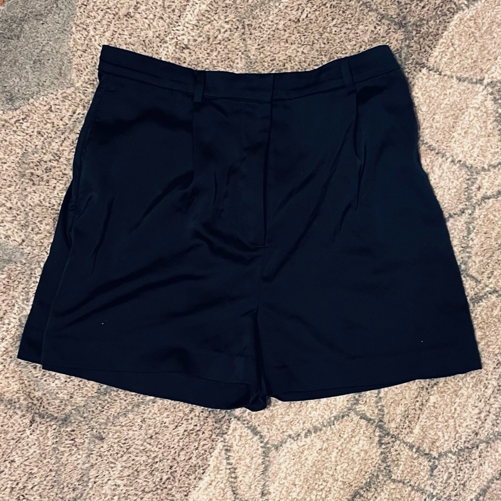 Women's Satin Navy Blue Shorts